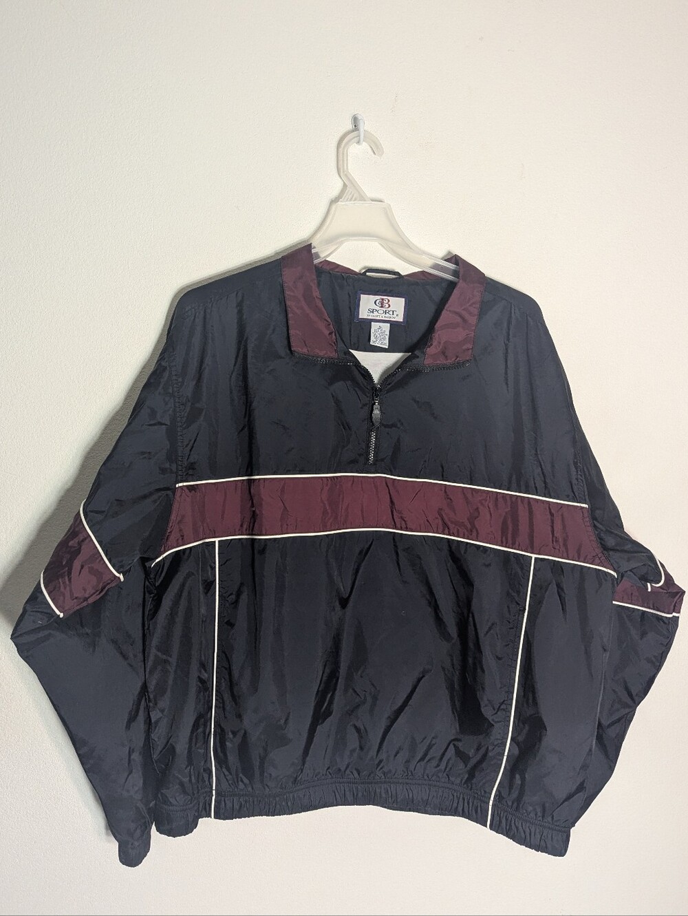 Vintage 90s Y2K Mens Nylon Windbreaker Jogger Track Pants Set Baggy Maroon XL